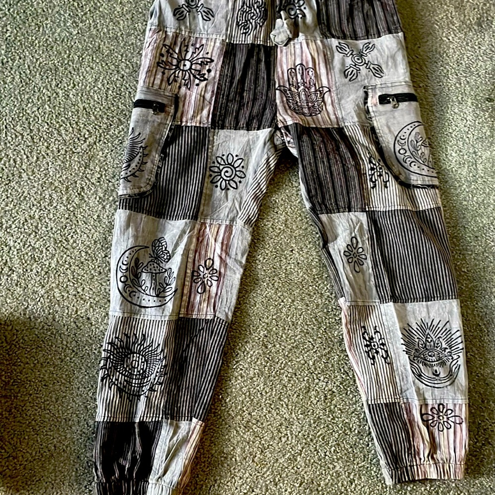Gray patchwork pants
